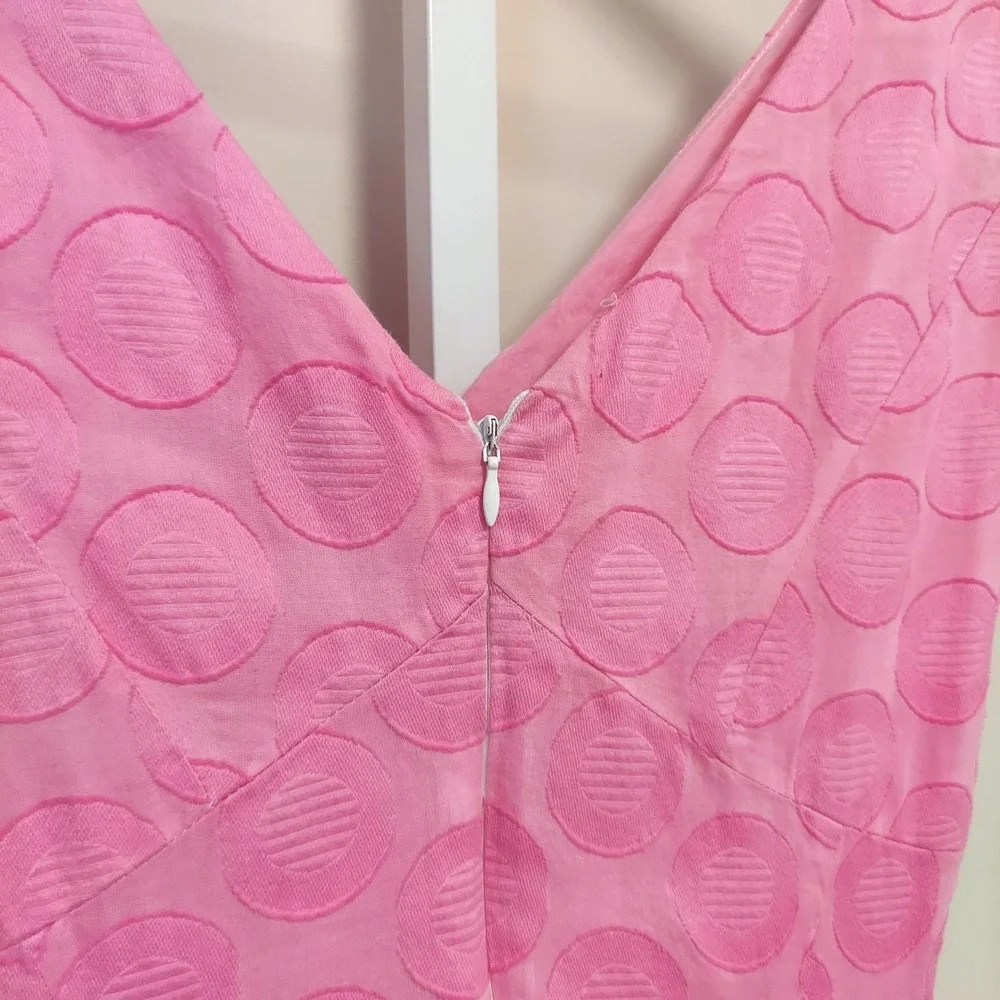 Calvin Klein Pink Circle Jacquard V-Neck Fit and Flare Dress Size 6 - Picture 3 of 9